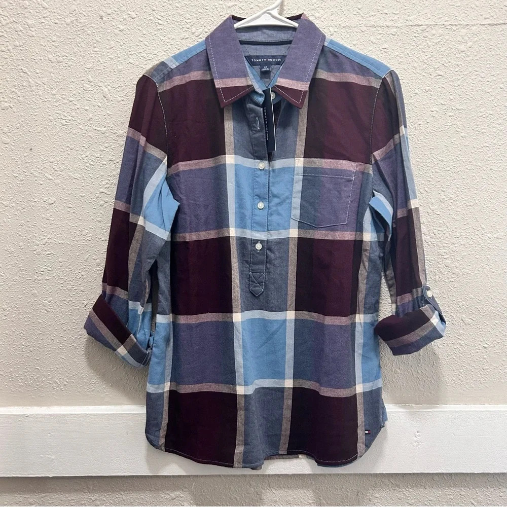 Tommy Hilfiger Half Button Down Top